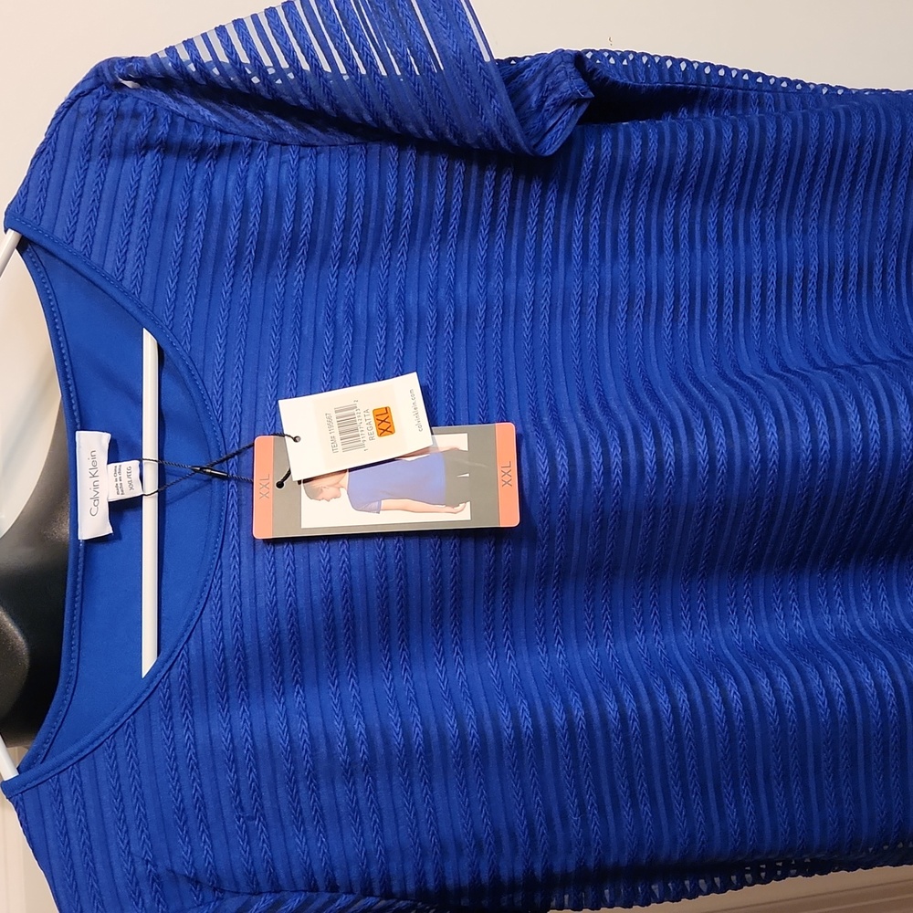 NWT Calvin Klein Royal blue XXL short sleeved dressy pullover.